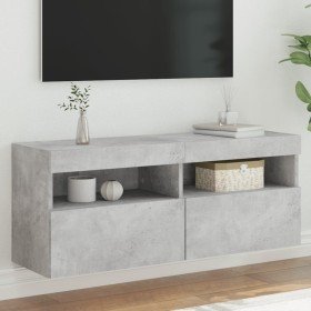 Mueble de TV de pared con luces LED gris hormigón 100x30x40 cm en Muebles TV | Comprar online en Foru.es