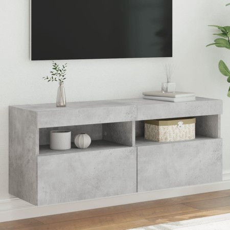 Mueble de TV de pared con luces LED gris hormigón 100x30x40 cm en Muebles TV | Comprar online en Foru.es