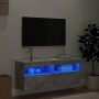 Mueble de TV de pared con luces LED gris hormigón 100x30x40 cm en Muebles TV | Comprar online en Foru.es