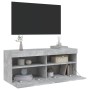 Mueble de TV de pared con luces LED gris hormigón 100x30x40 cm en Muebles TV | Comprar online en Foru.es