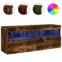 Mueble de TV de pared con luces LED roble ahumado 100x30x40 cm en Muebles TV | Comprar online en Foru.es