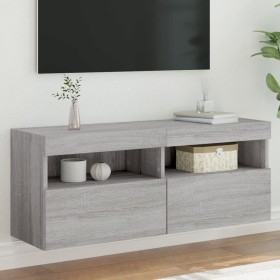 Mueble de TV de pared con luces LED gris Sonoma 100x30x40 cm en Muebles TV | Comprar online en Foru.es