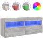 Mueble de TV de pared con luces LED gris Sonoma 100x30x40 cm en Muebles TV | Comprar online en Foru.es