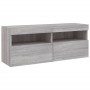 Mueble de TV de pared con luces LED gris Sonoma 100x30x40 cm en Muebles TV | Comprar online en Foru.es
