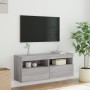 Mueble de TV de pared con luces LED gris Sonoma 100x30x40 cm en Muebles TV | Comprar online en Foru.es
