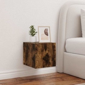 Mueble de TV de pared con luces LED roble ahumado 30,5x35x30 cm en Muebles TV | Comprar online en Foru.es