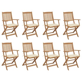 Sillas de jardín plegables 8 uds y cojines madera maciza acacia en Sillas de jardín | Comprar online en Foru.es