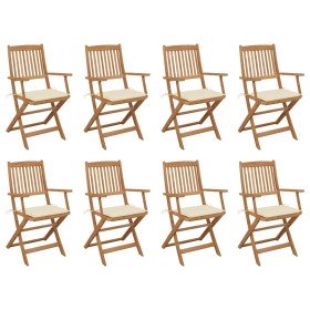 Sillas de jardín plegables 8 uds y cojines madera maciza acacia en Sillas de jardín | Comprar online en Foru.es
