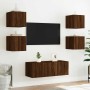 Mueble de TV de pared con luces LED roble marrón 30,5x35x30 cm en Muebles TV | Comprar online en Foru.es