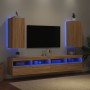 Muebles de TV pared luces LED 2 uds roble Sonoma 30,5x35x70 cm en Muebles TV | Comprar online en Foru.es