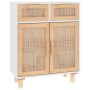 Aparador madera maciza pino y ratán natural blanco 60x30x75 cm de vidaXL, Aparadores - Ref: Foro24-345636, Precio: 136,28 €, ...