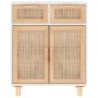 Aparador madera maciza pino y ratán natural blanco 60x30x75 cm de vidaXL, Aparadores - Ref: Foro24-345636, Precio: 127,09 €, ...