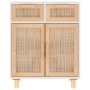 Aparador madera maciza pino y ratán natural blanco 60x30x75 cm de vidaXL, Aparadores - Ref: Foro24-345636, Precio: 136,28 €, ...