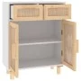 Aparador madera maciza pino y ratán natural blanco 60x30x75 cm de vidaXL, Aparadores - Ref: Foro24-345636, Precio: 127,09 €, ...