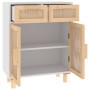 Aparador madera maciza pino y ratán natural blanco 60x30x75 cm de vidaXL, Aparadores - Ref: Foro24-345636, Precio: 136,28 €, ...
