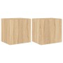 Muebles de TV pared luces LED 2 uds roble Sonoma 40,5x35x40 cm en Muebles TV | Comprar online en Foru.es