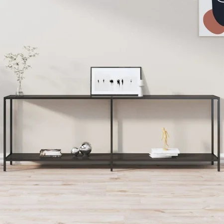 Black tempered glass console table 220x35x75.5 cm by vidaXL, Side tables - Ref: Foro24-331711, Price: 134,77 €, Discount: %