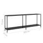 Black tempered glass console table 220x35x75.5 cm by vidaXL, Side tables - Ref: Foro24-331711, Price: 134,77 €, Discount: %