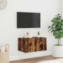 Mueble de TV de pared con luces LED roble ahumado 60x35x31 cm en Muebles TV | Comprar online en Foru.es