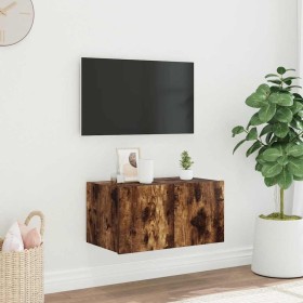 Mueble de TV de pared con luces LED roble ahumado 60x35x31 cm en Muebles TV | Comprar online en Foru.es