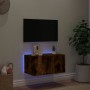 Mueble de TV de pared con luces LED roble ahumado 60x35x31 cm en Muebles TV | Comprar online en Foru.es