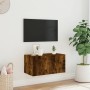 Mueble de TV de pared con luces LED roble ahumado 60x35x31 cm en Muebles TV | Comprar online en Foru.es