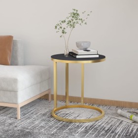 Mesa auxiliar vidrio templado negro y dorado 45 cm de vidaXL, Mesas auxiliares - Ref: Foro24-331662, Precio: 46,05 €, Descuen...