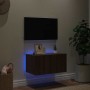 Mueble de TV de pared con luces LED roble marrón 60x35x31 cm en Muebles TV | Comprar online en Foru.es