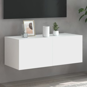 Mueble de TV de pared con luces LED blanco 80x35x31 cm en Muebles TV | Comprar online en Foru.es