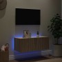 Mueble de TV de pared con luces LED roble Sonoma 80x35x31 cm en Muebles TV | Comprar online en Foru.es
