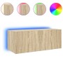 Mueble de TV de pared con luces LED roble Sonoma 80x35x31 cm en Muebles TV | Comprar online en Foru.es