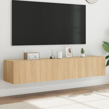 Muebles de TV de pared luces LED 2 uds roble Sonoma 80x35x31 cm en Muebles TV | Comprar online en Foru.es
