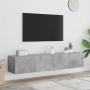 Muebles TV de pared luces LED 2 uds gris hormigón 80x35x31 cm en Muebles TV | Comprar online en Foru.es