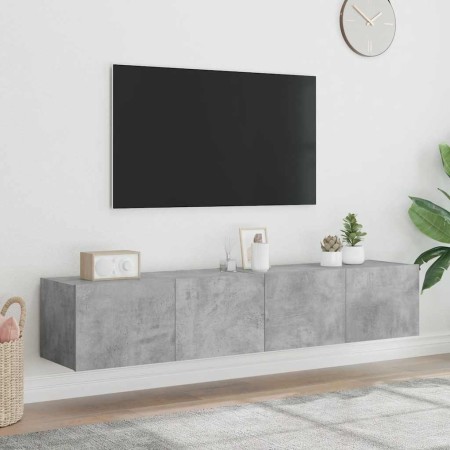 Muebles TV de pared luces LED 2 uds gris hormigón 80x35x31 cm en Muebles TV | Comprar online en Foru.es