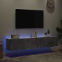 Muebles TV de pared luces LED 2 uds gris hormigón 80x35x31 cm en Muebles TV | Comprar online en Foru.es