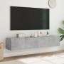 Muebles TV de pared luces LED 2 uds gris hormigón 80x35x31 cm en Muebles TV | Comprar online en Foru.es