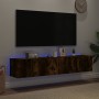 Muebles TV de pared luces LED 2 uds roble ahumado 80x35x31 cm en Muebles TV | Comprar online en Foru.es