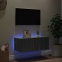Mueble de TV de pared con luces LED gris Sonoma 80x35x31 cm en Muebles TV | Comprar online en Foru.es