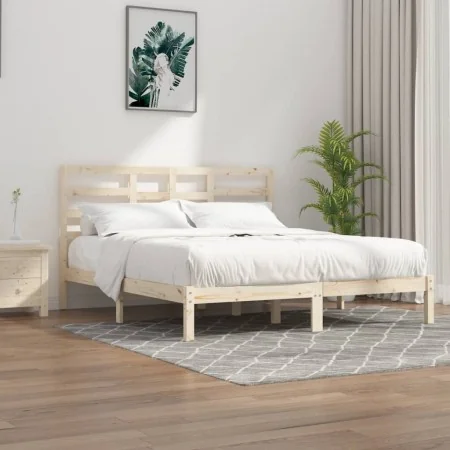 Estructura de cama de madera maciza 200x200 cm de vidaXL, Camas y somieres - Ref: Foro24-3105815, Precio: 126,72 €, Descuento: %