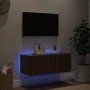 Mueble de TV de pared con luces LED marrón roble 80x35x31 cm en Muebles TV | Comprar online en Foru.es