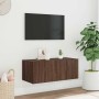 Mueble de TV de pared con luces LED marrón roble 80x35x31 cm en Muebles TV | Comprar online en Foru.es
