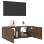 Mueble de TV de pared con luces LED marrón roble 80x35x31 cm en Muebles TV | Comprar online en Foru.es