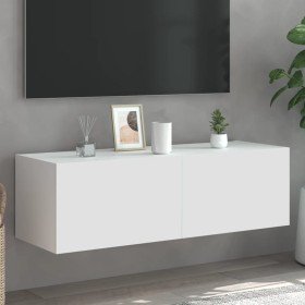 Mueble de TV de pared con luces LED blanco 100x35x31 cm en Muebles TV | Comprar online en Foru.es
