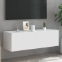 Mueble de TV de pared con luces LED blanco 100x35x31 cm en Muebles TV | Comprar online en Foru.es