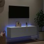 Mueble de TV de pared con luces LED blanco 100x35x31 cm en Muebles TV | Comprar online en Foru.es