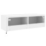 Mueble de TV de pared con luces LED blanco 100x35x31 cm en Muebles TV | Comprar online en Foru.es