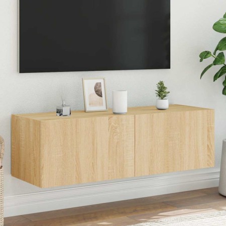 Mueble de TV de pared con luces LED roble Sonoma 100x35x31 cm en Muebles TV | Comprar online en Foru.es