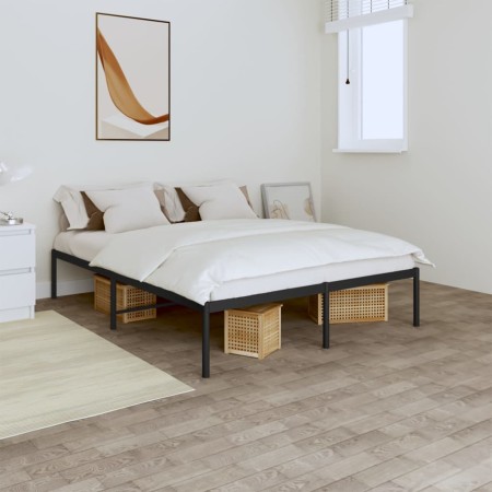 Estructura de cama de metal negro 150x200 cm de vidaXL, Camas y somieres - Ref: Foro24-350848, Precio: 123,86 €, Descuento: %