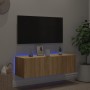 Mueble de TV de pared con luces LED roble Sonoma 100x35x31 cm en Muebles TV | Comprar online en Foru.es