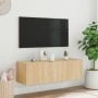 Mueble de TV de pared con luces LED roble Sonoma 100x35x31 cm en Muebles TV | Comprar online en Foru.es
